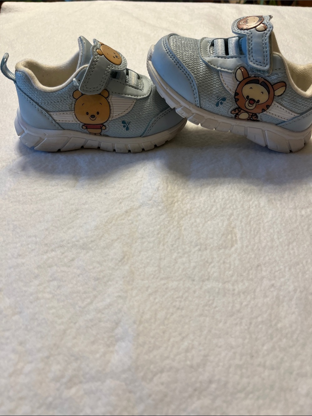 Light Blue Baby Walker Sneakers with Cartoon Bear Design